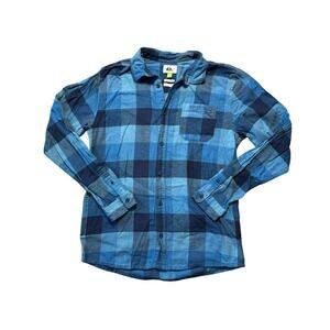 Quiksilver Boys XL (14/16) Long sleeve Flannel Shirt; ; Blue & Teal, SOFT cotton